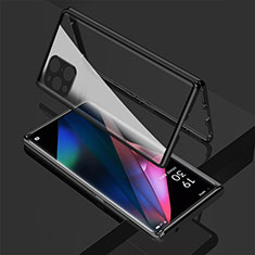 Funda Bumper Lujo Marco de Aluminio Espejo 360 Grados Carcasa para Oppo Find X3 Pro 5G Negro