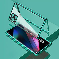 Funda Bumper Lujo Marco de Aluminio Espejo 360 Grados Carcasa para Oppo Find X3 Pro 5G Verde