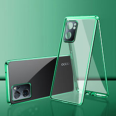 Funda Bumper Lujo Marco de Aluminio Espejo 360 Grados Carcasa para Oppo K10 5G India Verde