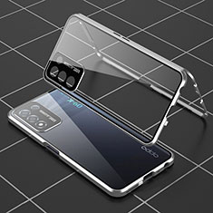 Funda Bumper Lujo Marco de Aluminio Espejo 360 Grados Carcasa para Oppo K9S 5G Plata