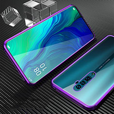 Funda Bumper Lujo Marco de Aluminio Espejo 360 Grados Carcasa para Oppo Reno 10X Zoom Morado