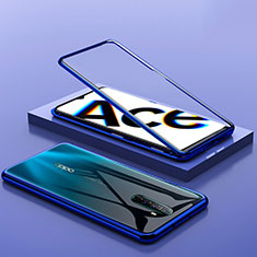 Funda Bumper Lujo Marco de Aluminio Espejo 360 Grados Carcasa para Oppo Reno Ace Azul