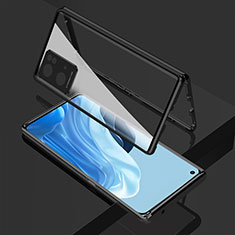 Funda Bumper Lujo Marco de Aluminio Espejo 360 Grados Carcasa para Oppo Reno7 Pro 5G Negro