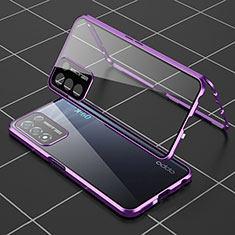 Funda Bumper Lujo Marco de Aluminio Espejo 360 Grados Carcasa para Realme 9 SE 5G Morado