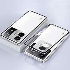 Funda Bumper Lujo Marco de Aluminio Espejo 360 Grados Carcasa para Realme GT3 5G Plata