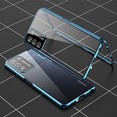 Funda Bumper Lujo Marco de Aluminio Espejo 360 Grados Carcasa para Realme Q3t 5G Azul