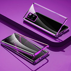 Funda Bumper Lujo Marco de Aluminio Espejo 360 Grados Carcasa para Realme V11s 5G Morado