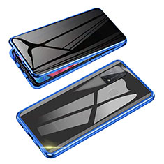 Funda Bumper Lujo Marco de Aluminio Espejo 360 Grados Carcasa para Samsung Galaxy M21s Azul