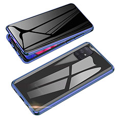 Funda Bumper Lujo Marco de Aluminio Espejo 360 Grados Carcasa para Samsung Galaxy M80S Azul