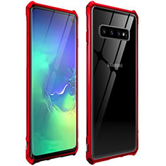 Funda Bumper Lujo Marco de Aluminio Espejo 360 Grados Carcasa para Samsung Galaxy S10 5G Rojo