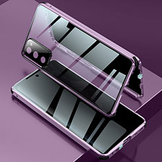 Funda Bumper Lujo Marco de Aluminio Espejo 360 Grados Carcasa para Samsung Galaxy S20 FE 4G Morado