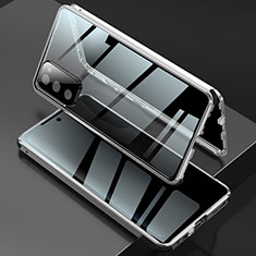 Funda Bumper Lujo Marco de Aluminio Espejo 360 Grados Carcasa para Samsung Galaxy S20 FE 5G Plata