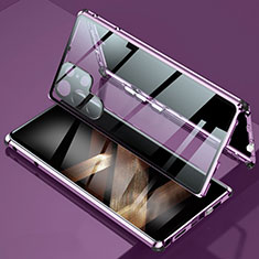 Funda Bumper Lujo Marco de Aluminio Espejo 360 Grados Carcasa para Samsung Galaxy S24 Ultra 5G Morado