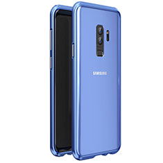 Funda Bumper Lujo Marco de Aluminio Espejo 360 Grados Carcasa para Samsung Galaxy S9 Plus Azul