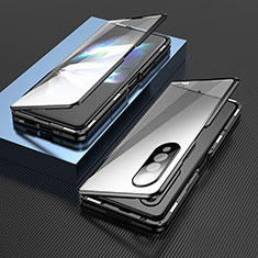 Funda Bumper Lujo Marco de Aluminio Espejo 360 Grados Carcasa para Samsung Galaxy Z Fold3 5G Negro
