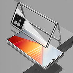 Funda Bumper Lujo Marco de Aluminio Espejo 360 Grados Carcasa para Vivo iQOO 10 5G Plata