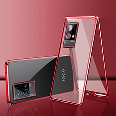 Funda Bumper Lujo Marco de Aluminio Espejo 360 Grados Carcasa para Vivo iQOO 8 5G Rojo