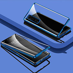Funda Bumper Lujo Marco de Aluminio Espejo 360 Grados Carcasa para Vivo iQOO U1 Azul