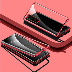 Funda Bumper Lujo Marco de Aluminio Espejo 360 Grados Carcasa para Vivo iQOO U1 Rojo