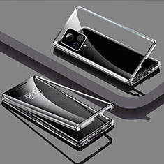 Funda Bumper Lujo Marco de Aluminio Espejo 360 Grados Carcasa para Vivo iQOO U3 5G Plata