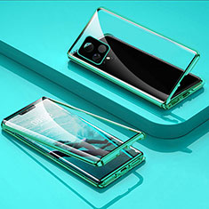 Funda Bumper Lujo Marco de Aluminio Espejo 360 Grados Carcasa para Vivo iQOO U3 5G Verde