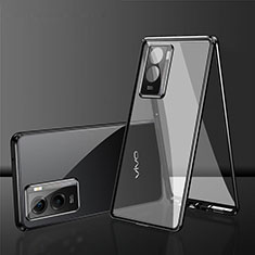 Funda Bumper Lujo Marco de Aluminio Espejo 360 Grados Carcasa para Vivo iQOO U5 5G Negro