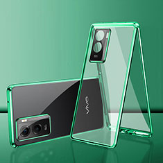 Funda Bumper Lujo Marco de Aluminio Espejo 360 Grados Carcasa para Vivo iQOO U5 5G Verde