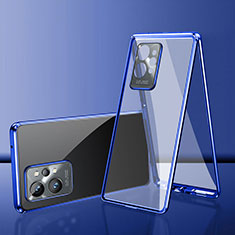 Funda Bumper Lujo Marco de Aluminio Espejo 360 Grados Carcasa para Vivo iQOO Z6 5G Azul