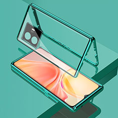 Funda Bumper Lujo Marco de Aluminio Espejo 360 Grados Carcasa para Vivo iQOO Z6 Lite 5G Verde