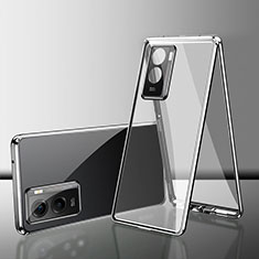 Funda Bumper Lujo Marco de Aluminio Espejo 360 Grados Carcasa para Vivo iQOO Z7i 5G Plata