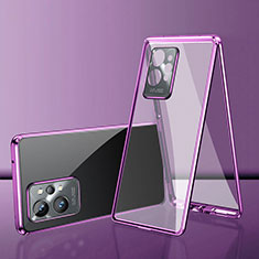 Funda Bumper Lujo Marco de Aluminio Espejo 360 Grados Carcasa para Vivo T1 5G India Morado