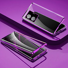 Funda Bumper Lujo Marco de Aluminio Espejo 360 Grados Carcasa para Vivo T1 5G Morado