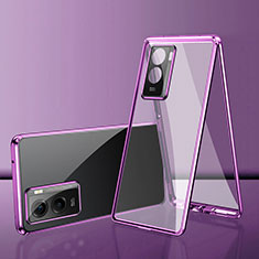 Funda Bumper Lujo Marco de Aluminio Espejo 360 Grados Carcasa para Vivo T2x 5G V2253 Morado