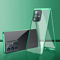 Funda Bumper Lujo Marco de Aluminio Espejo 360 Grados Carcasa para Vivo V23 5G Verde