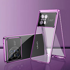 Funda Bumper Lujo Marco de Aluminio Espejo 360 Grados Carcasa para Vivo X Note Morado