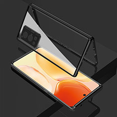 Funda Bumper Lujo Marco de Aluminio Espejo 360 Grados Carcasa para Vivo X70 Pro 5G Negro