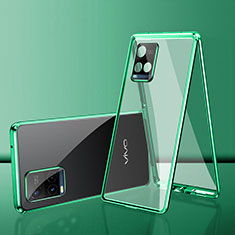 Funda Bumper Lujo Marco de Aluminio Espejo 360 Grados Carcasa para Vivo Y32 4G Verde