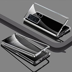 Funda Bumper Lujo Marco de Aluminio Espejo 360 Grados Carcasa para Vivo Y50 Plata