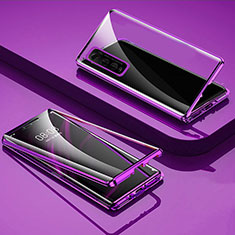 Funda Bumper Lujo Marco de Aluminio Espejo 360 Grados Carcasa para Vivo Y70S 5G Morado