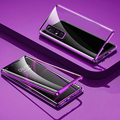 Funda Bumper Lujo Marco de Aluminio Espejo 360 Grados Carcasa para Vivo Y73s 5G Morado