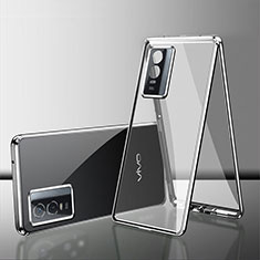 Funda Bumper Lujo Marco de Aluminio Espejo 360 Grados Carcasa para Vivo Y74s 5G Plata