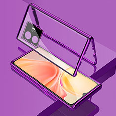 Funda Bumper Lujo Marco de Aluminio Espejo 360 Grados Carcasa para Vivo Y77 5G Morado