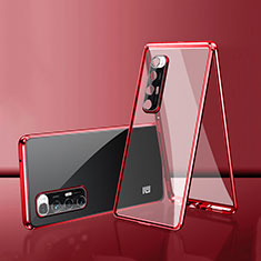 Funda Bumper Lujo Marco de Aluminio Espejo 360 Grados Carcasa para Xiaomi Mi 10S 5G Rojo