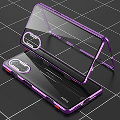 Funda Bumper Lujo Marco de Aluminio Espejo 360 Grados Carcasa para Xiaomi Poco F3 GT 5G Morado