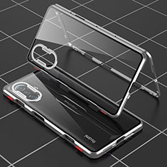 Funda Bumper Lujo Marco de Aluminio Espejo 360 Grados Carcasa para Xiaomi Poco F3 GT 5G Plata