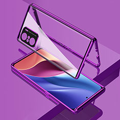 Funda Bumper Lujo Marco de Aluminio Espejo 360 Grados Carcasa para Xiaomi Redmi K40 5G Morado