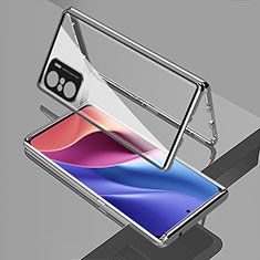 Funda Bumper Lujo Marco de Aluminio Espejo 360 Grados Carcasa para Xiaomi Redmi K40 5G Plata