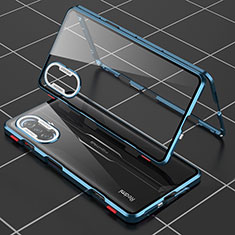 Funda Bumper Lujo Marco de Aluminio Espejo 360 Grados Carcasa para Xiaomi Redmi K40 Gaming 5G Azul