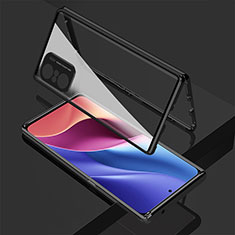 Funda Bumper Lujo Marco de Aluminio Espejo 360 Grados Carcasa para Xiaomi Redmi K40 Pro 5G Negro