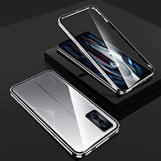 Funda Bumper Lujo Marco de Aluminio Espejo 360 Grados Carcasa para Xiaomi Redmi K50 Gaming 5G Plata